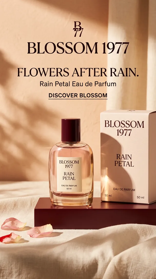 Blossom 1977 fragrance branded static ad