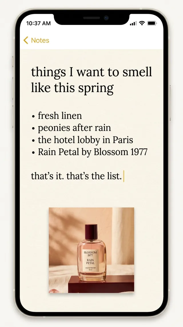 Blossom 1977 Notes app ad